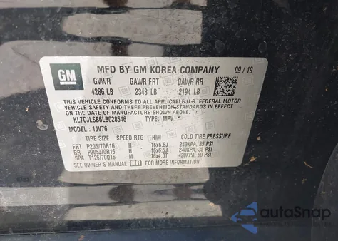 2020 Chevrolet Trax Fwd Lt from USA, damaged, VIN KL7CJLSB6LB028546